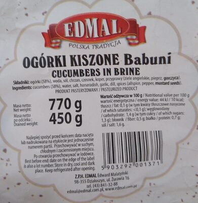 Ogórki Kiszone Babuni 750 ml